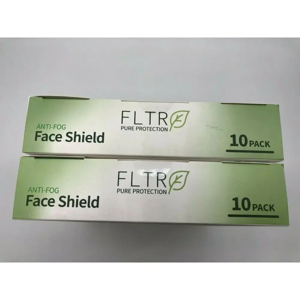 Face Shields 10-pack Barrier Comfort FLTR Pure Protection Anti-Fog Lot of 2